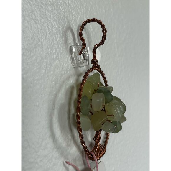 Handmade Copper and Serpentine Crystal Tree of life 3.5x2” Wall Decor - Picture 3 of 5